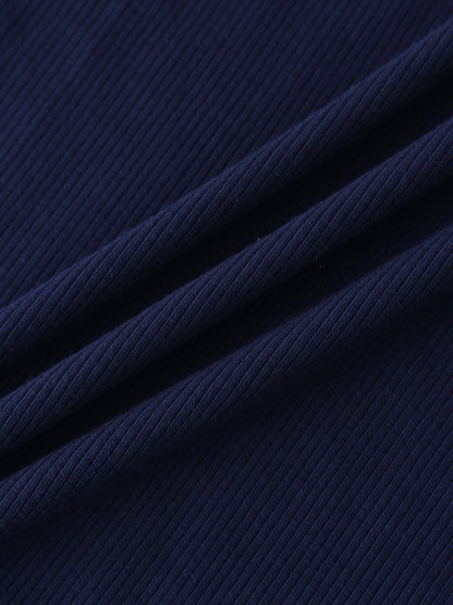 RIBBED HIGH V 3Q-NAVY