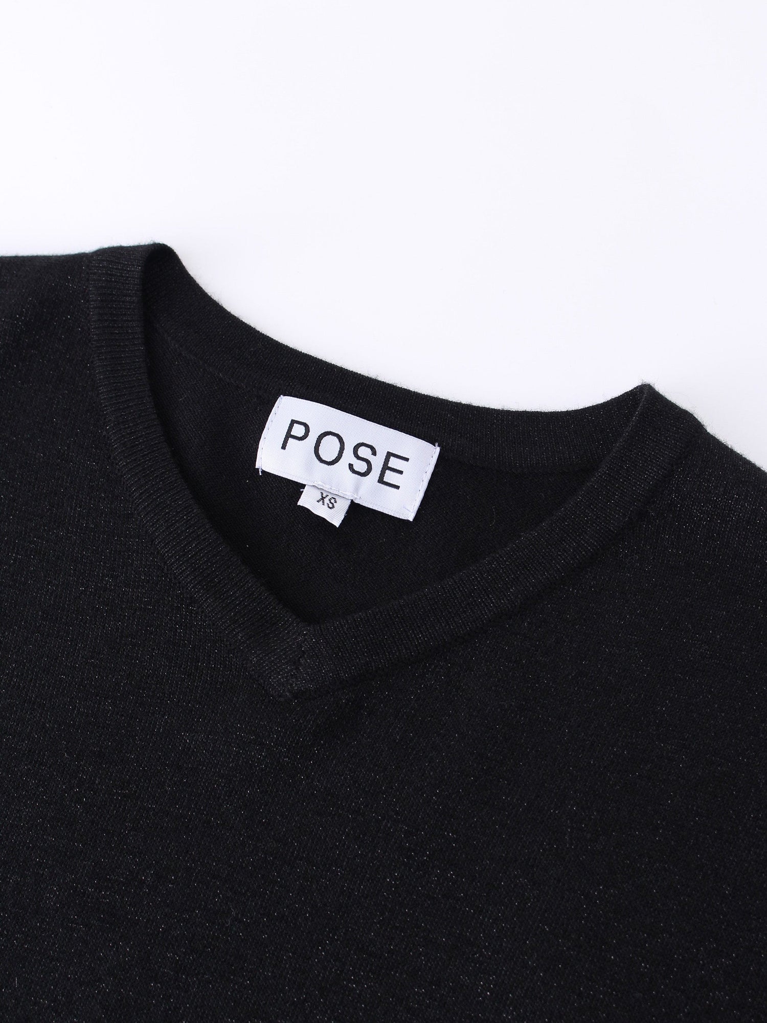 LUREX V NECK SWEATER-BLACK