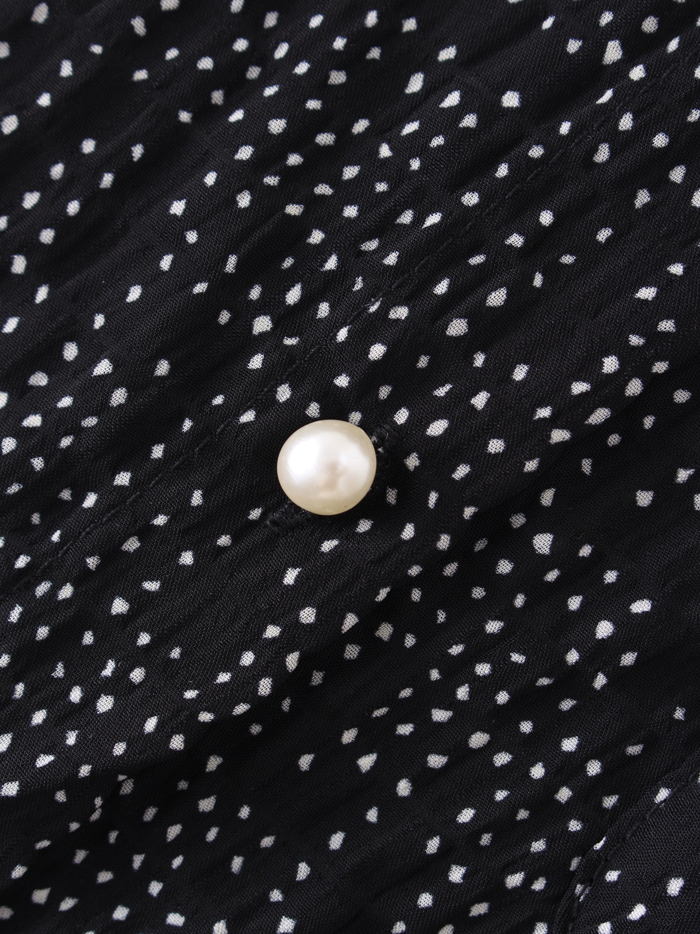 Front Tie Blouse-Cream Dots