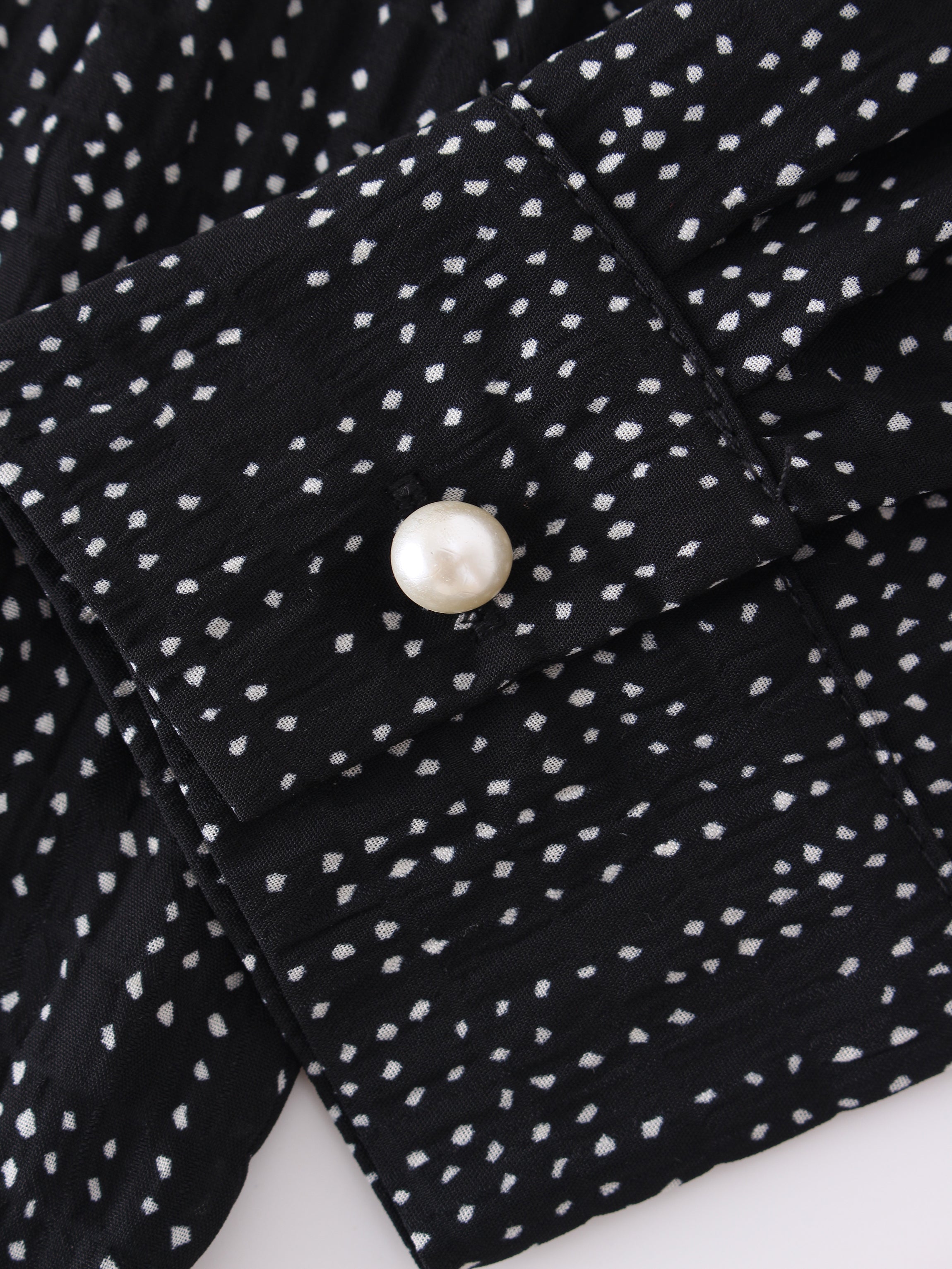 Front Tie Blouse-Cream Dots