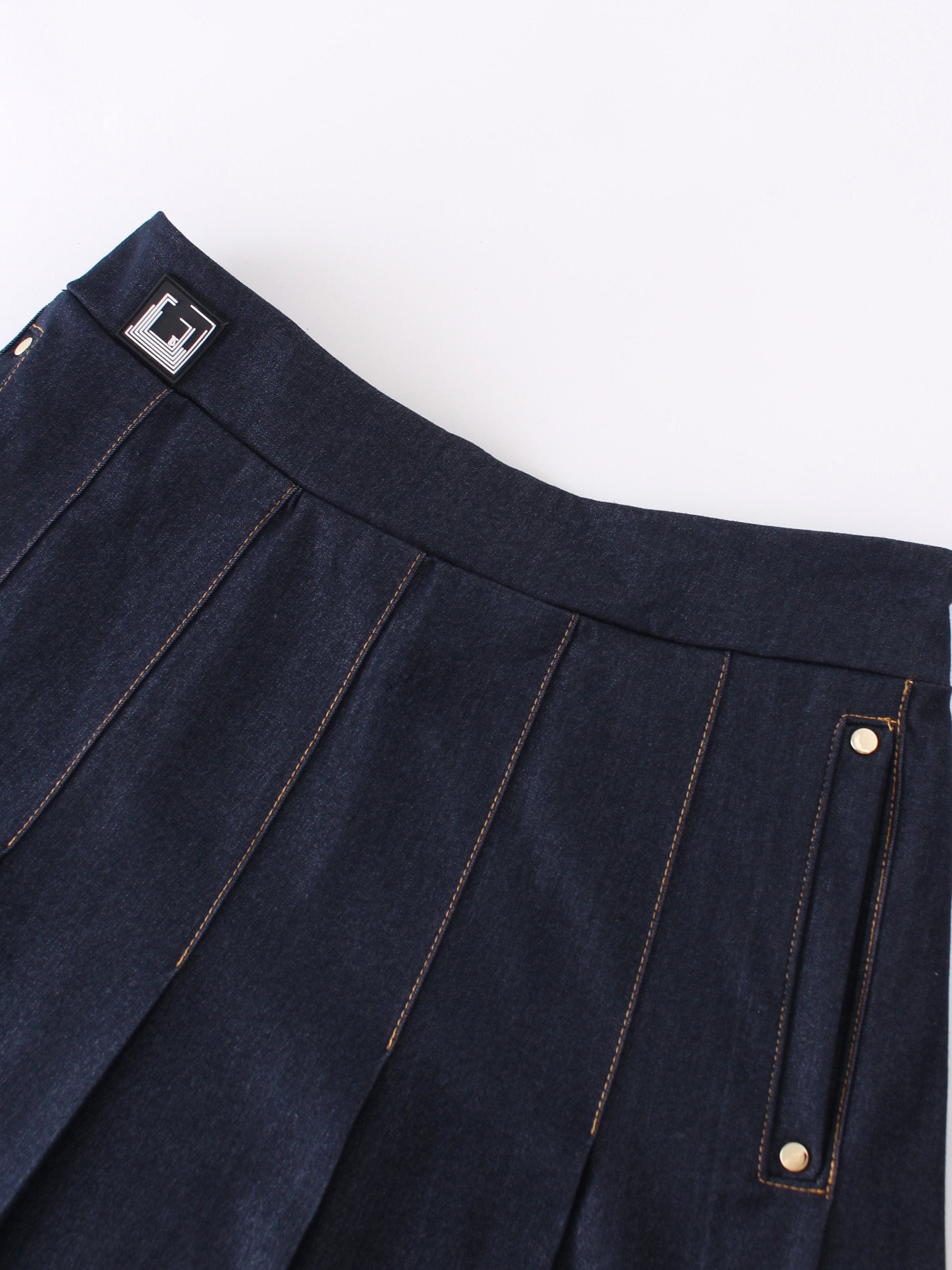 FALDA DENIM PLISADA-DENIM OSCURO