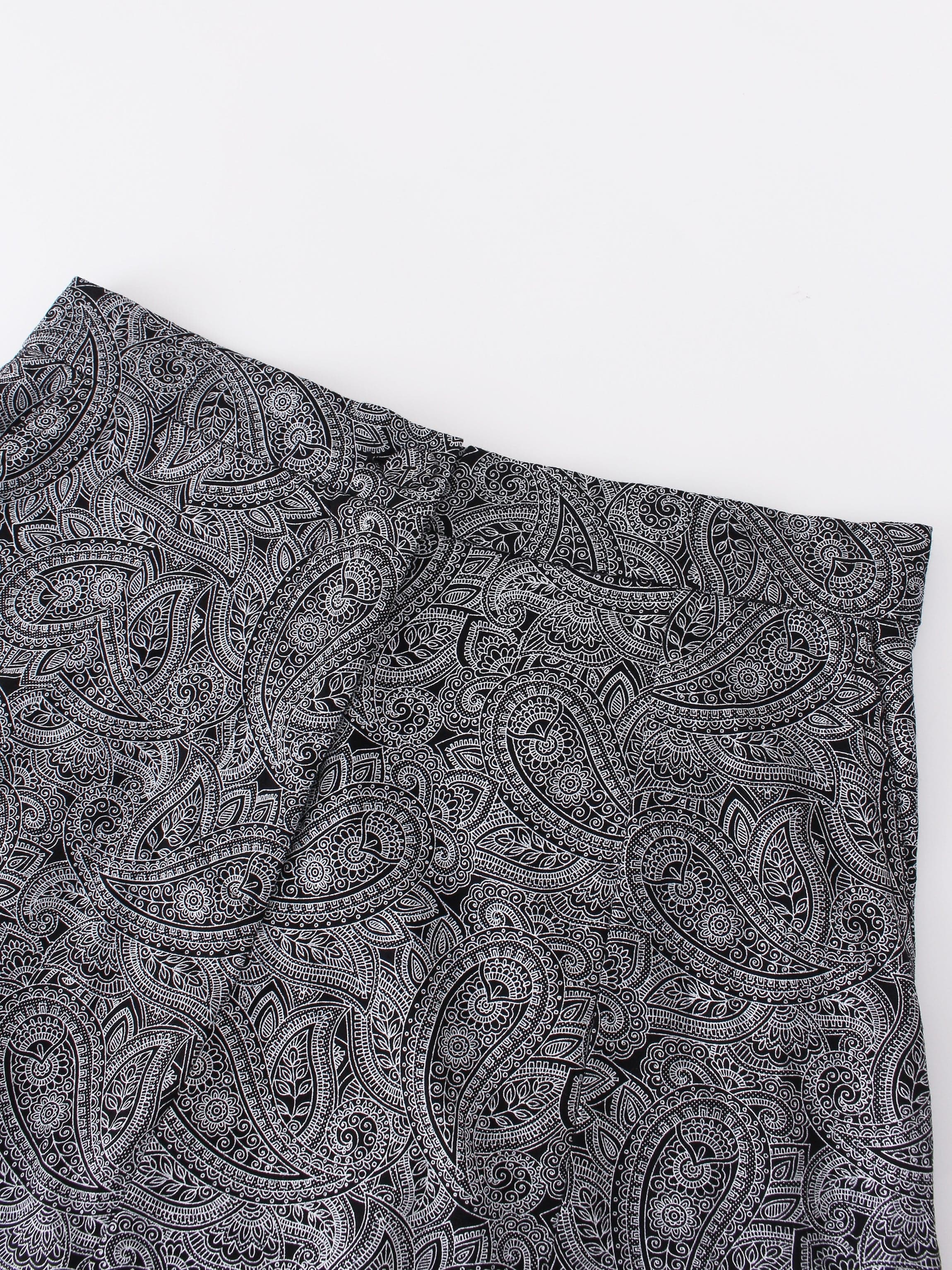 Falda con costura de corte A-B/N Paisley