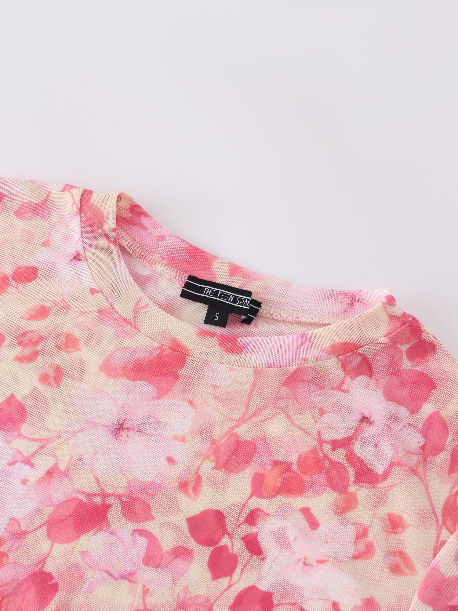 Top de malla floral-Floral rosa