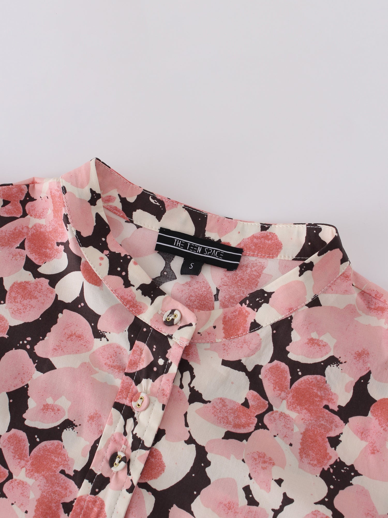 Blusa de manga plisada-Floral rosa/negro