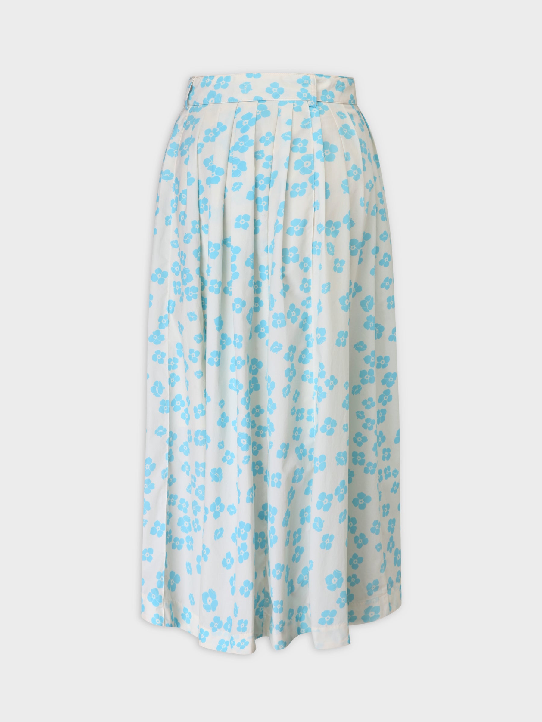 Belted Midi Skirt-Aqua Floral