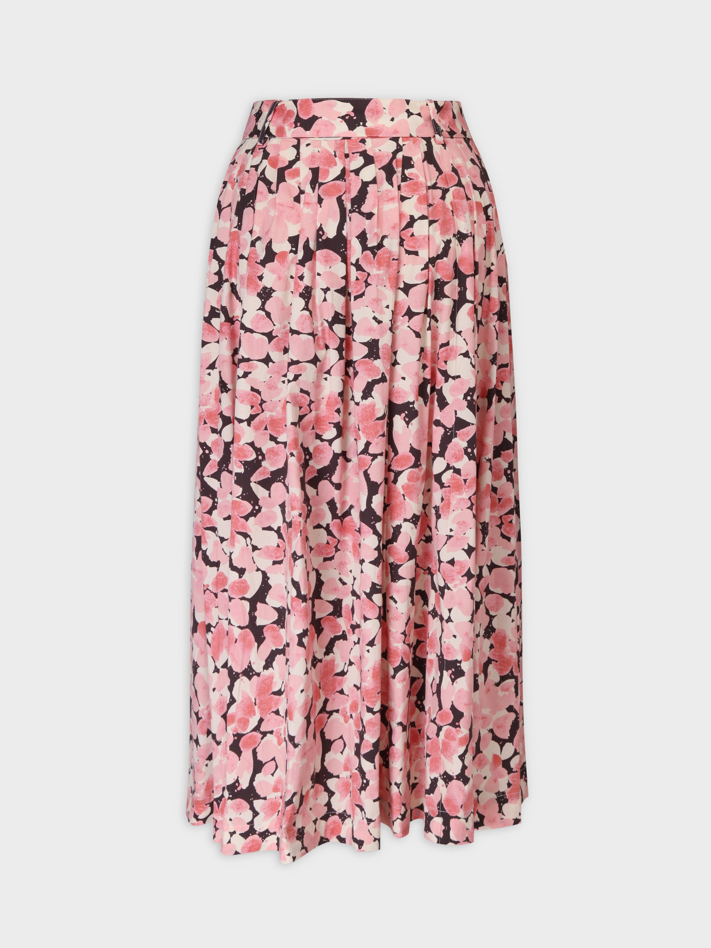 Falda midi con cinturón-Floral rosa/negro