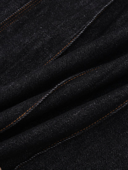 Stitched Pleated Skirt-Black