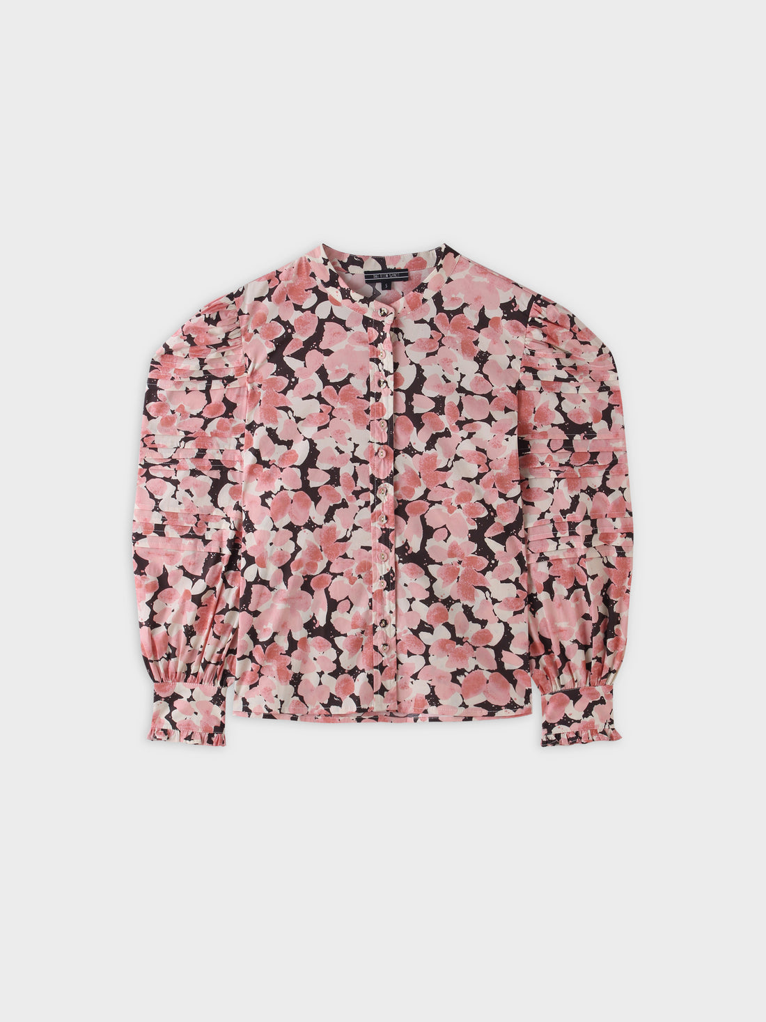 Blusa de manga plisada-Floral rosa/negro