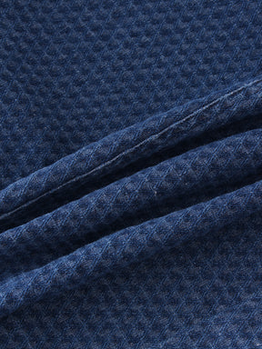 Falda vaquera con pliegues en la espalda-Azul texturizado