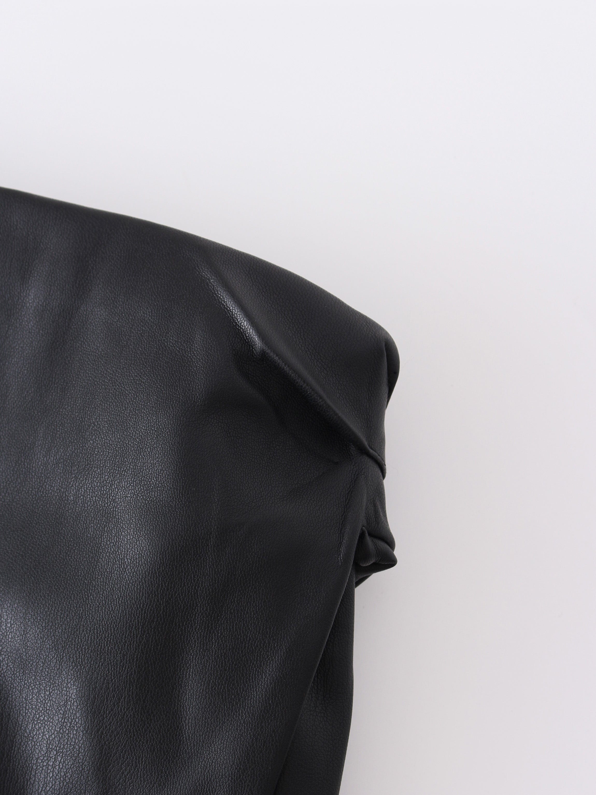 WRAP LEATHER SKIRT-BLACK