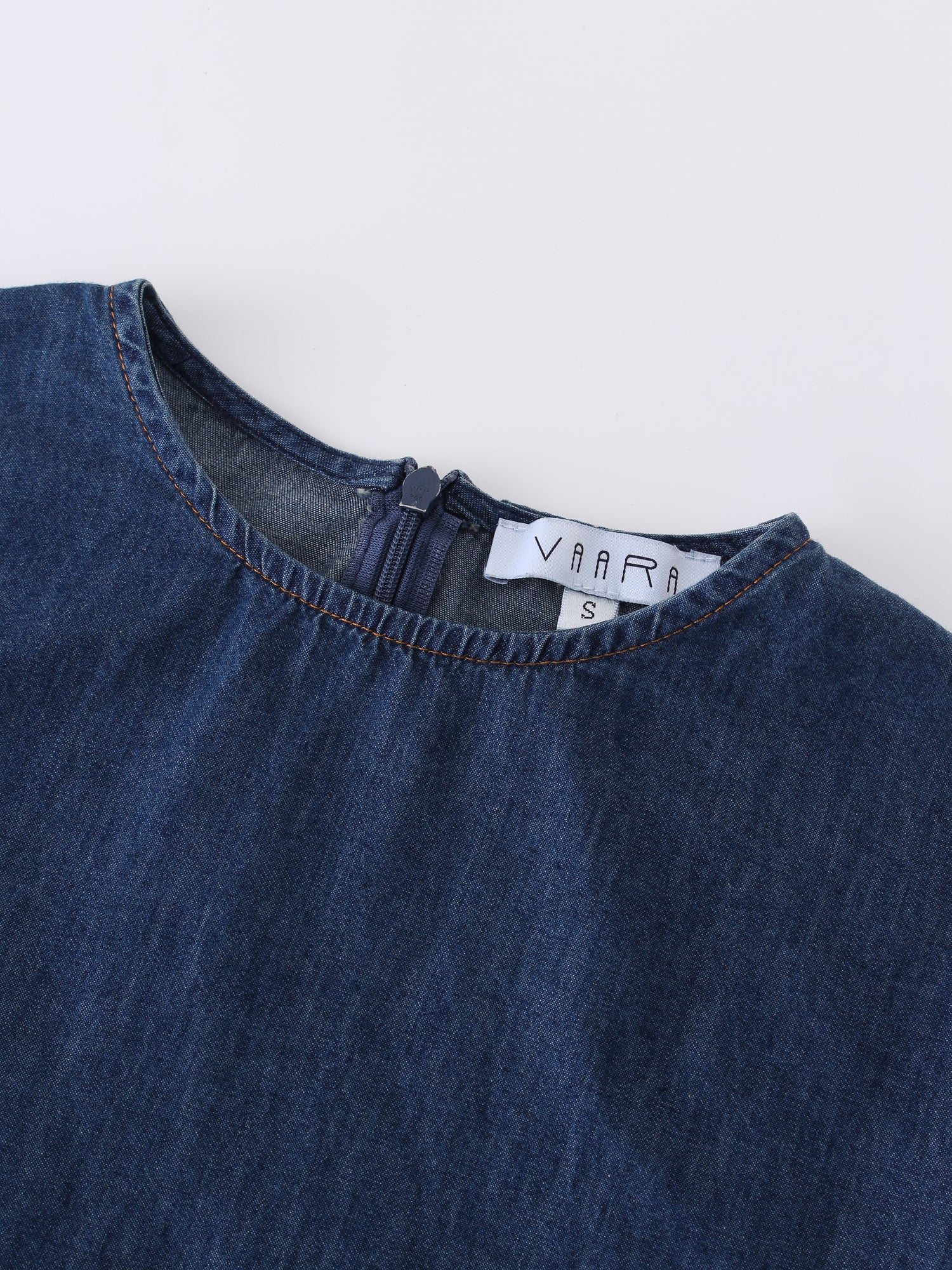 Waisted Denim Top-Blue