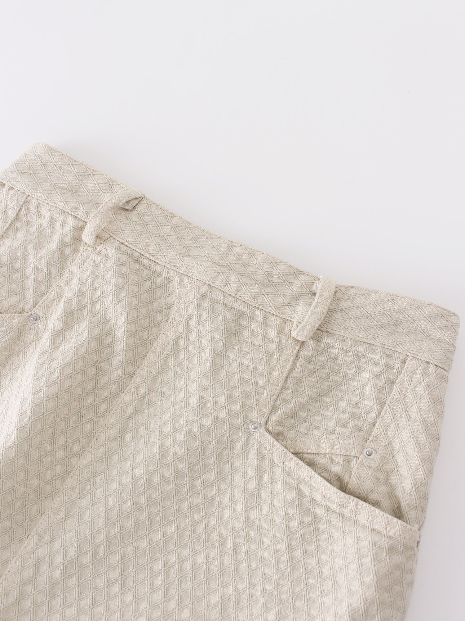 Back Pleat Denim Skirt-Textured Cream