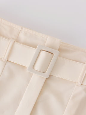 Pintuck Pocket Skirt-Ivory
