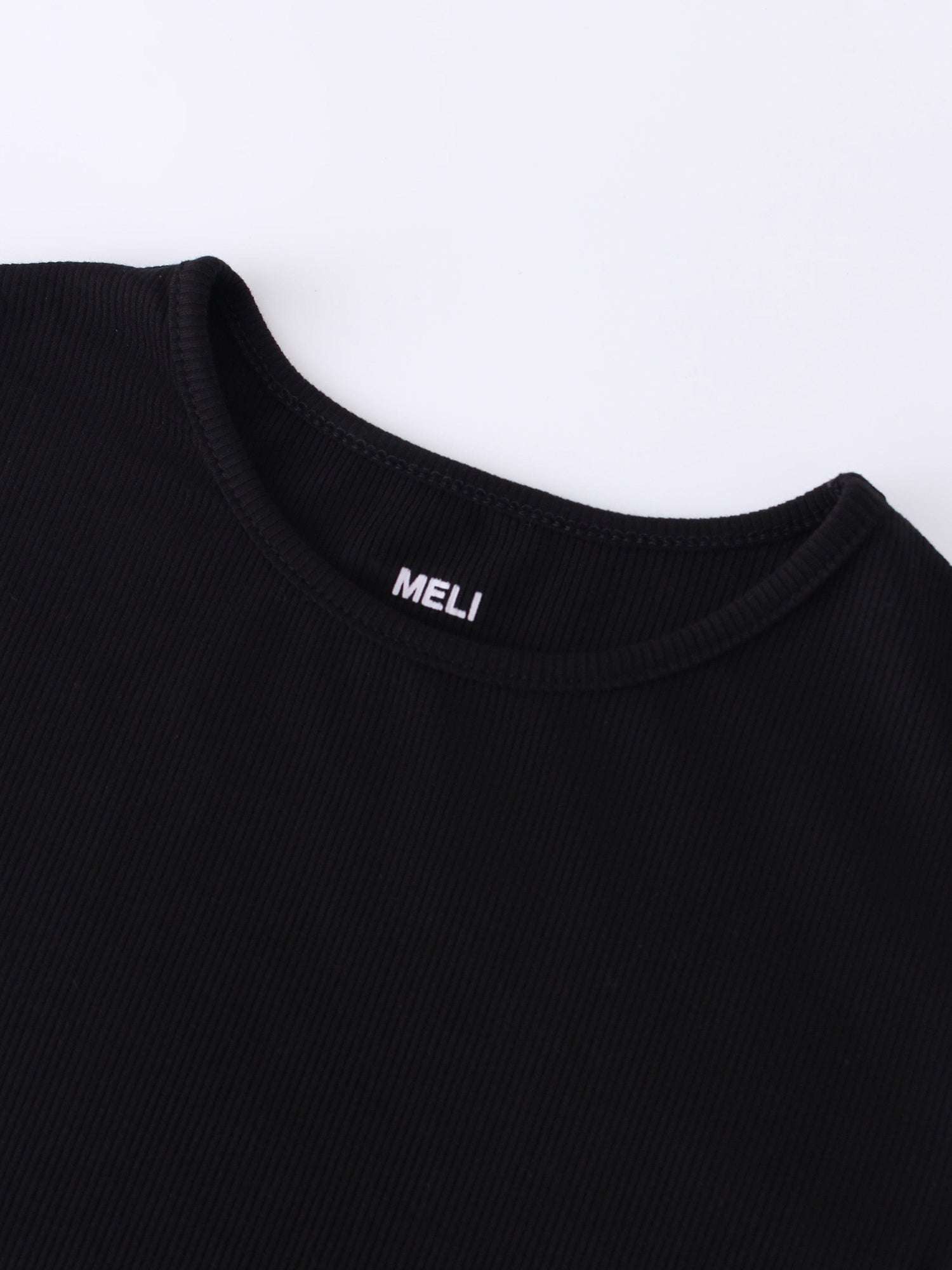 RIBBED CREW SLEEVELESS SHELL-BLACK