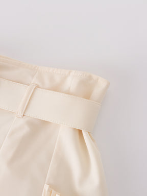 Pintuck Pocket Skirt-Ivory