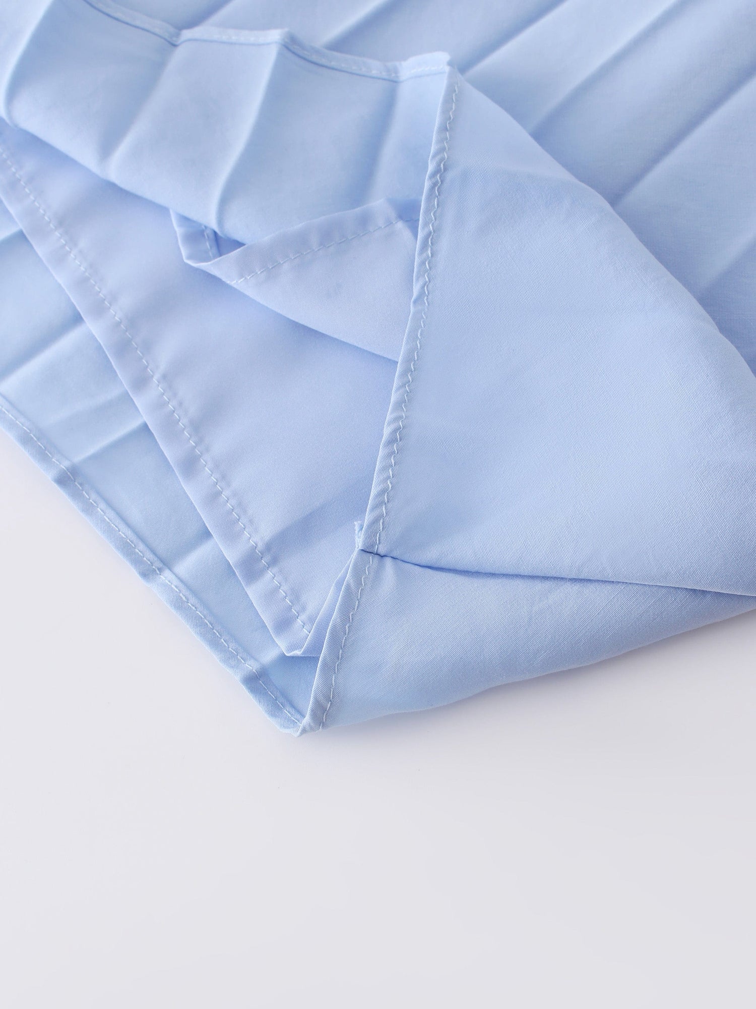 SHIRRED WAIST PLEATED SKIRT (LONG)-LIGHT BLUE