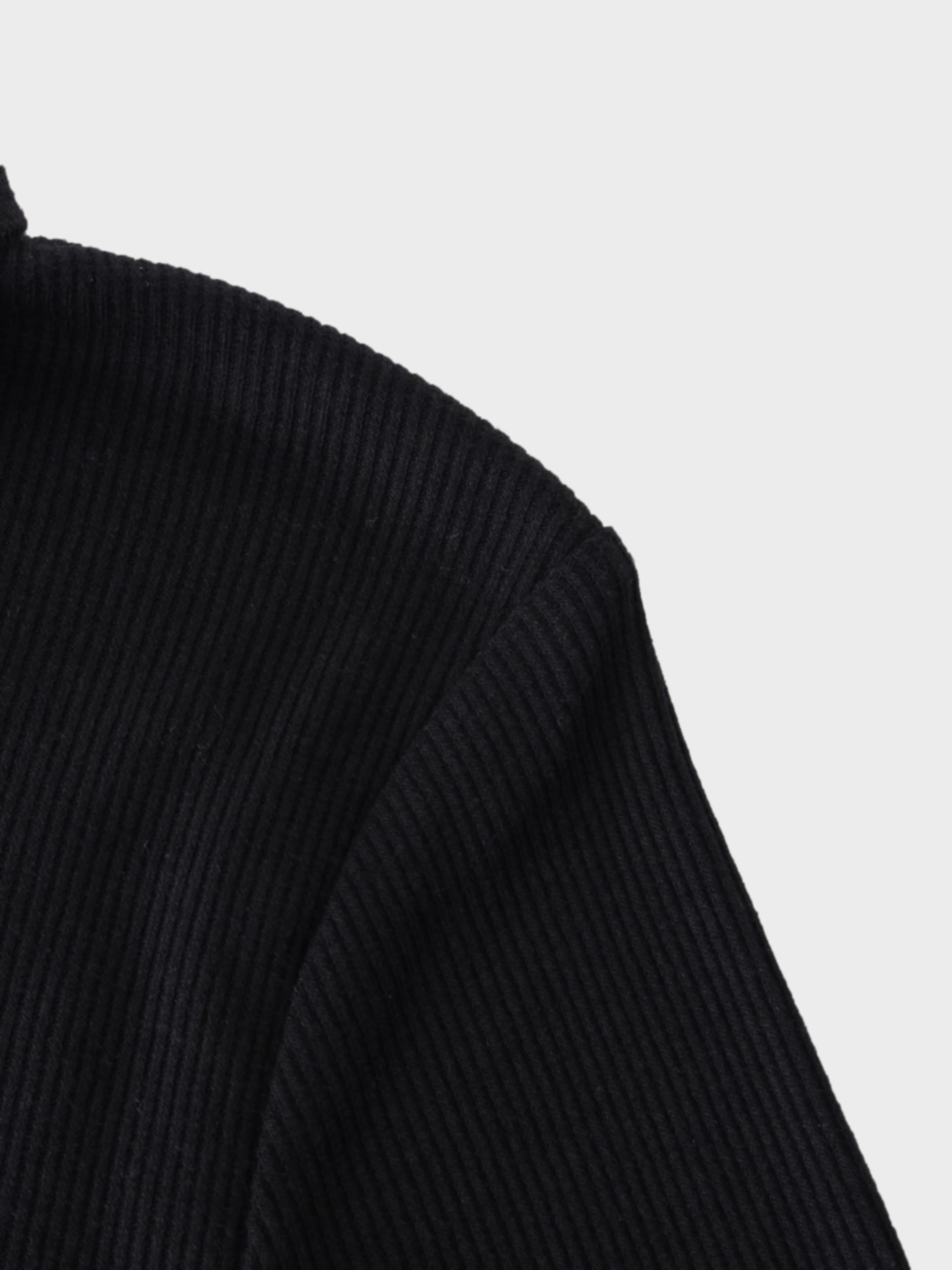 RIBBED COLLAR T-SHIRT-BLACK