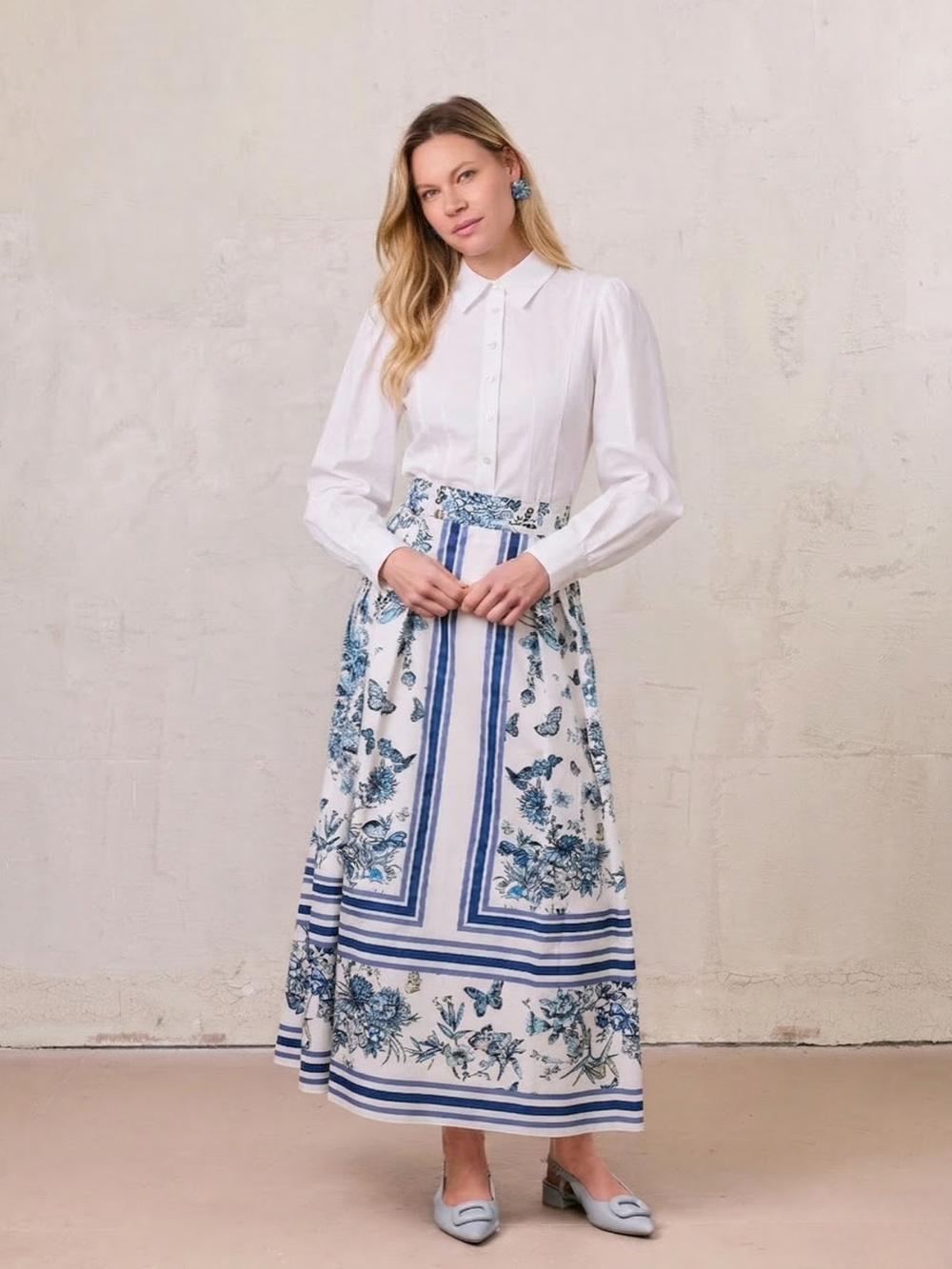 Textured Puff Sleeve Blouse-Cream