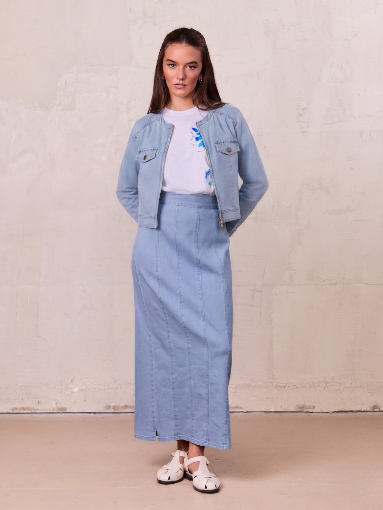 Denim Bomber Jacket-Blue