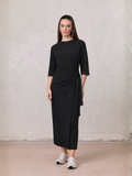 Side Tie T-Shirt Dress-Black