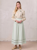 Border Cut Out Yoke Skirt-Mint