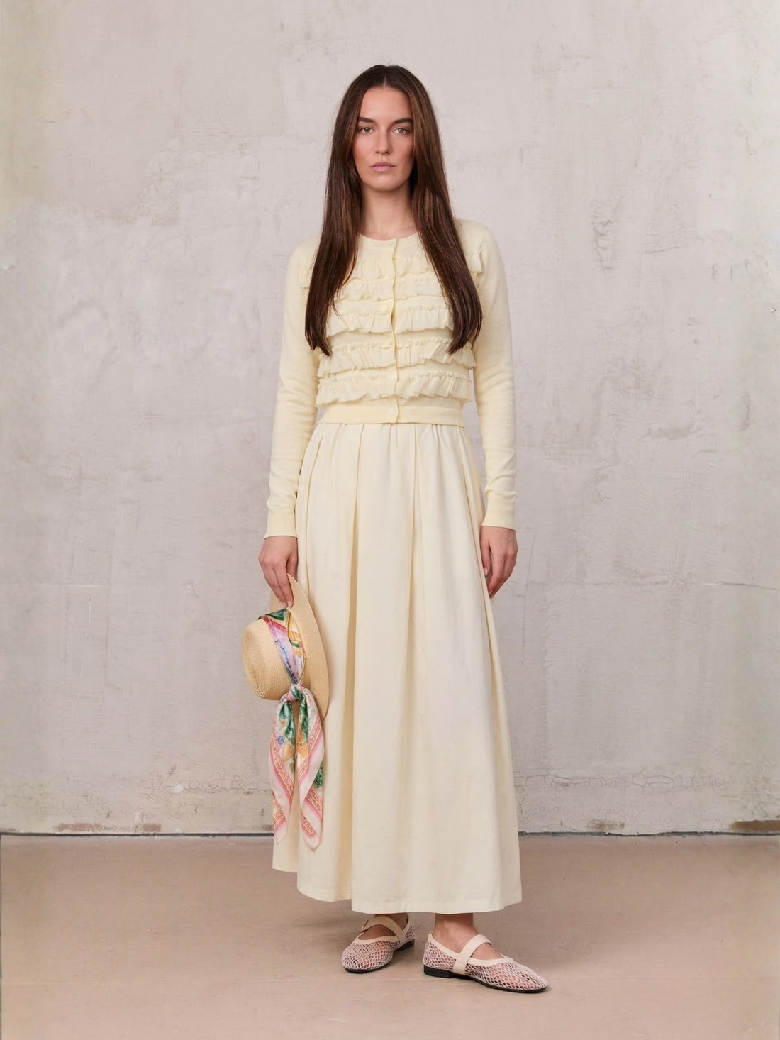 Waisted Full Taffeta Skirt-Butter Yellow