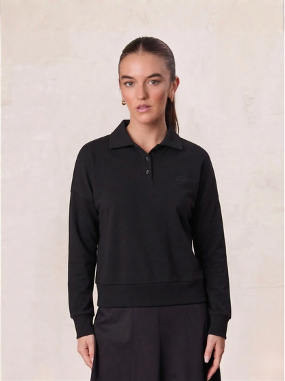 Collared Bomber Tee-Black
