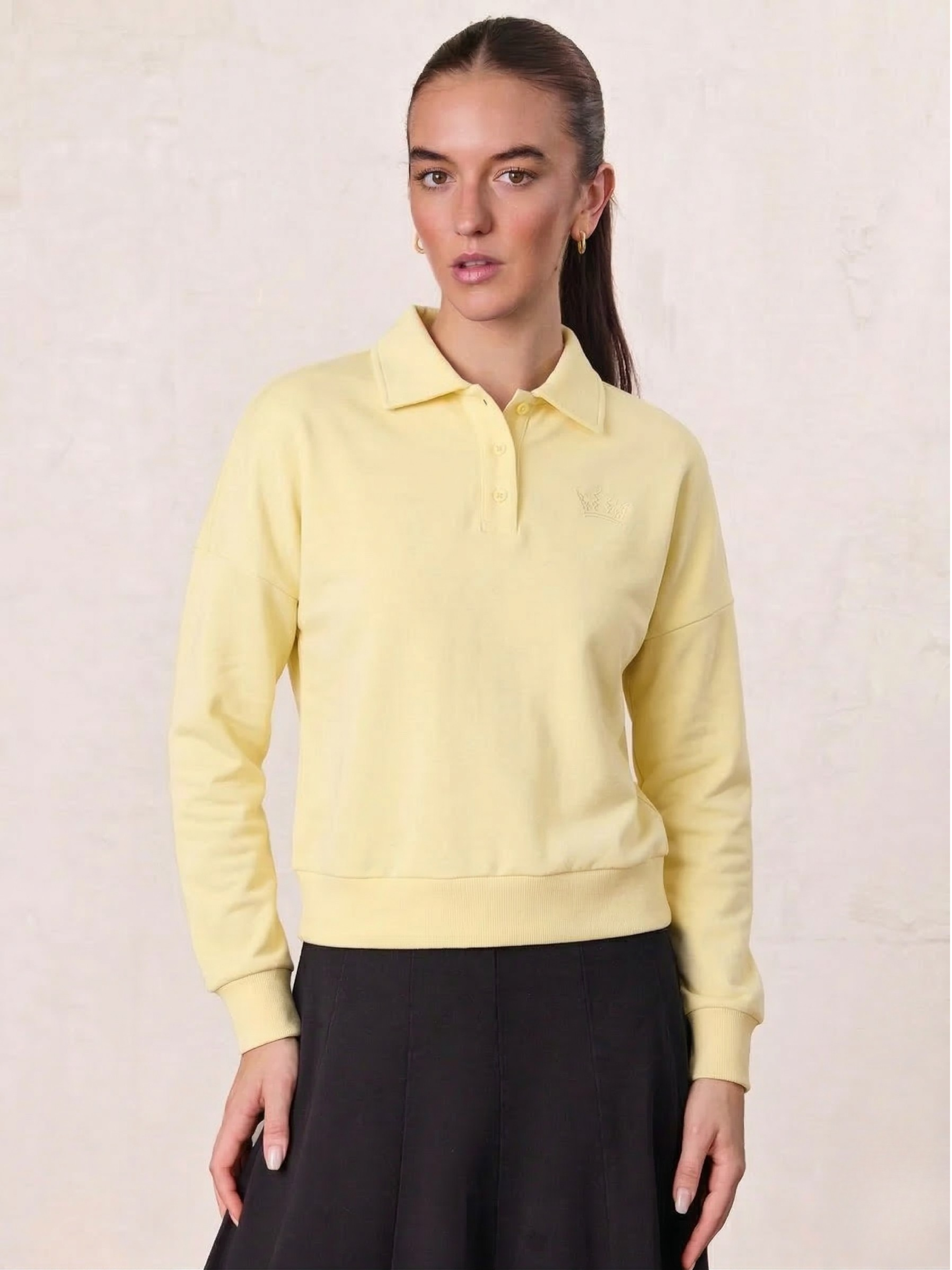 Collared Bomber Tee-Yellow
