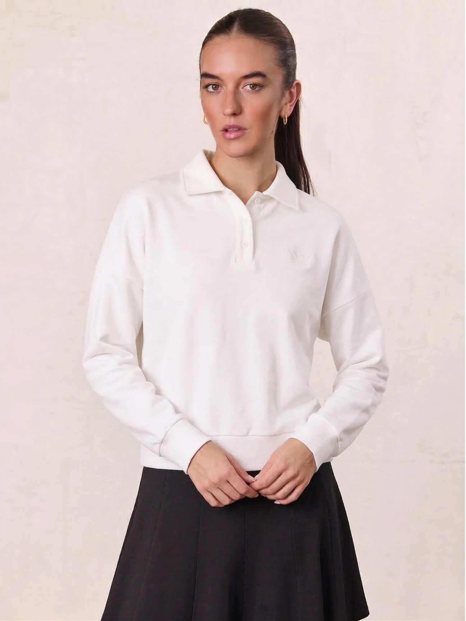 Collared Bomber Tee-White