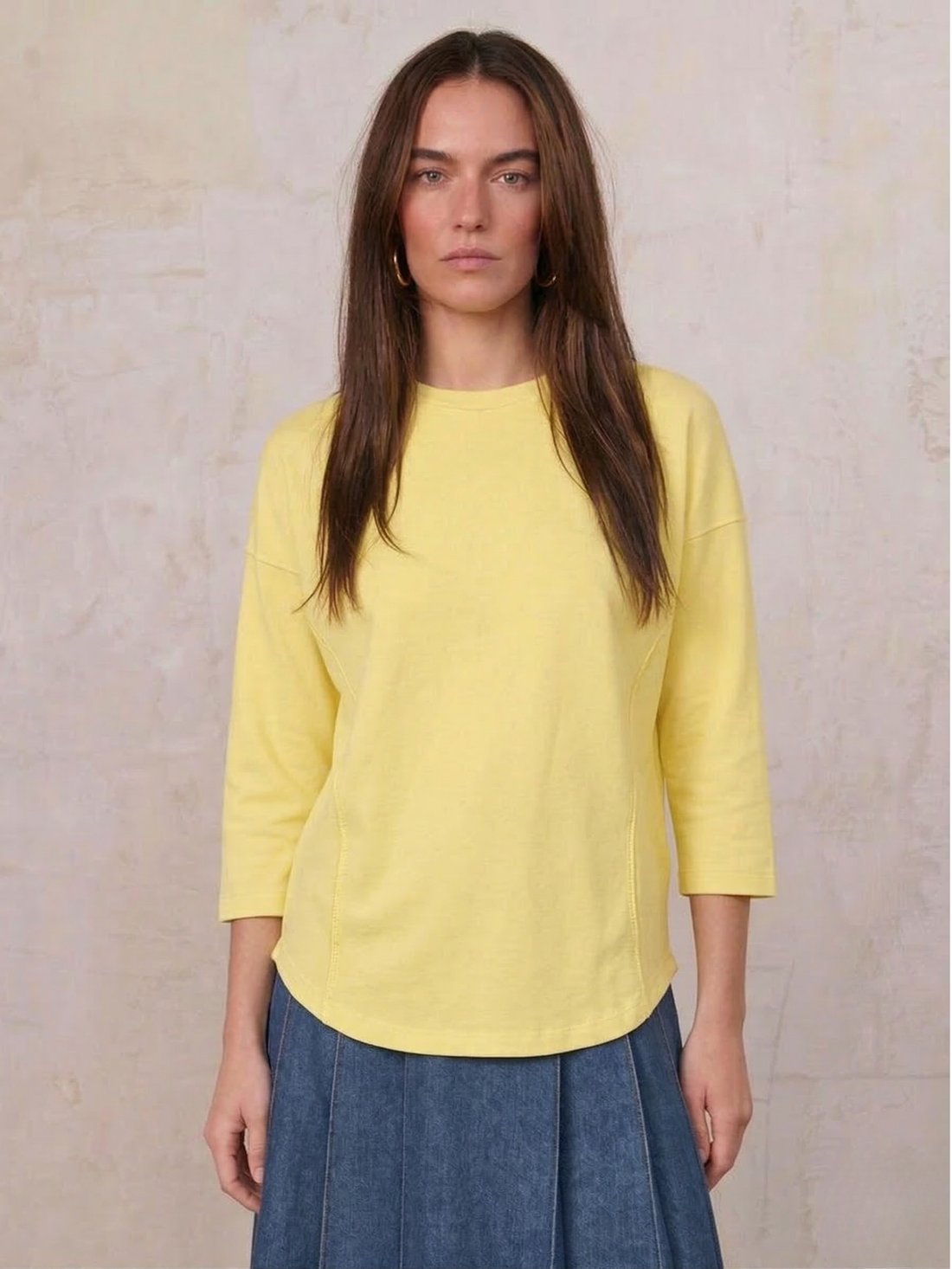 Side Seam Boxy Tee-Yellow