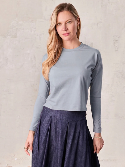 Cropped Boxy Tee-Light Blue