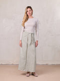 Faux Wrap Stripe Skirt-Green/Cream