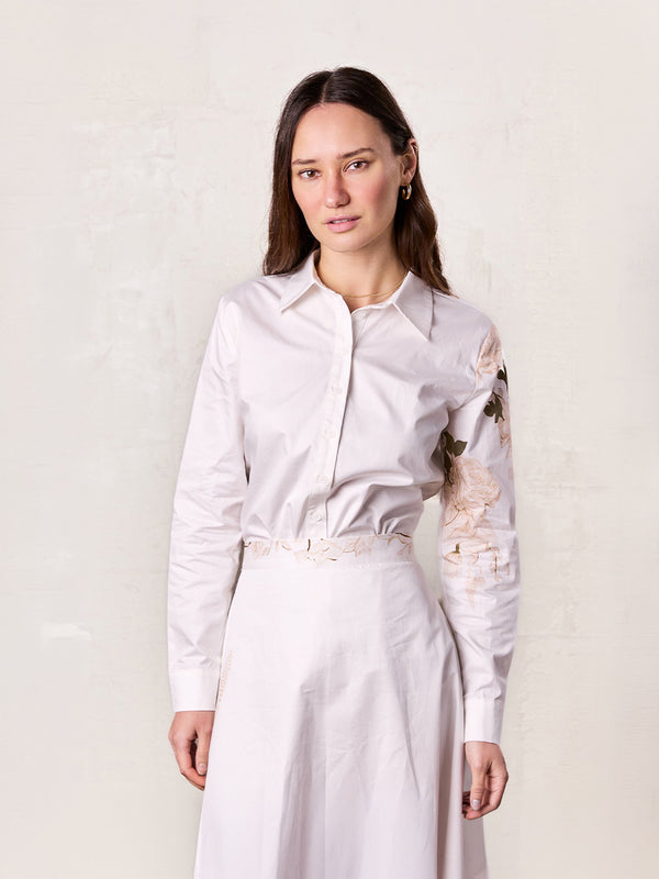 Floral Design Blouse-White