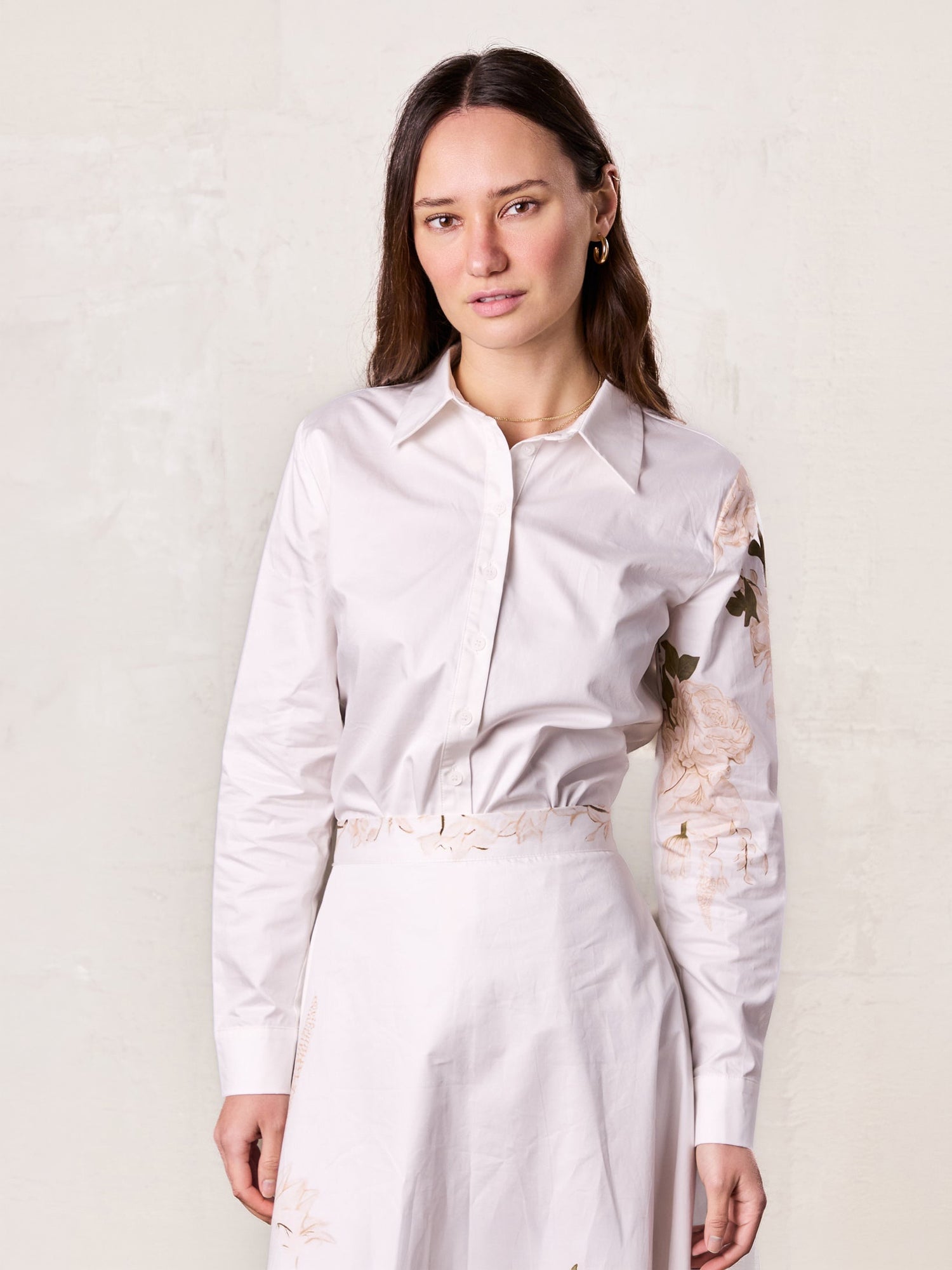 Floral Design Blouse-White