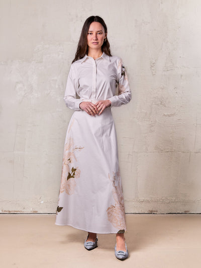 Floral Design Skirt-White