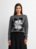 Flower Design Sweater - Grey