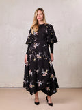 Flutter Sleeve Wrap Dress-Bunches of Floral