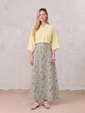 Full Belted Print Skirt-Diamond Floral