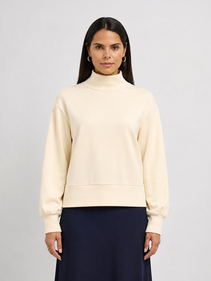Funnel Neck Sweatshirt - Cream