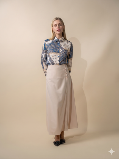Side Button Yoke Skirt-Bone