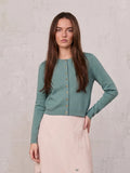 Gold Button Crop Cardigan-Sage
