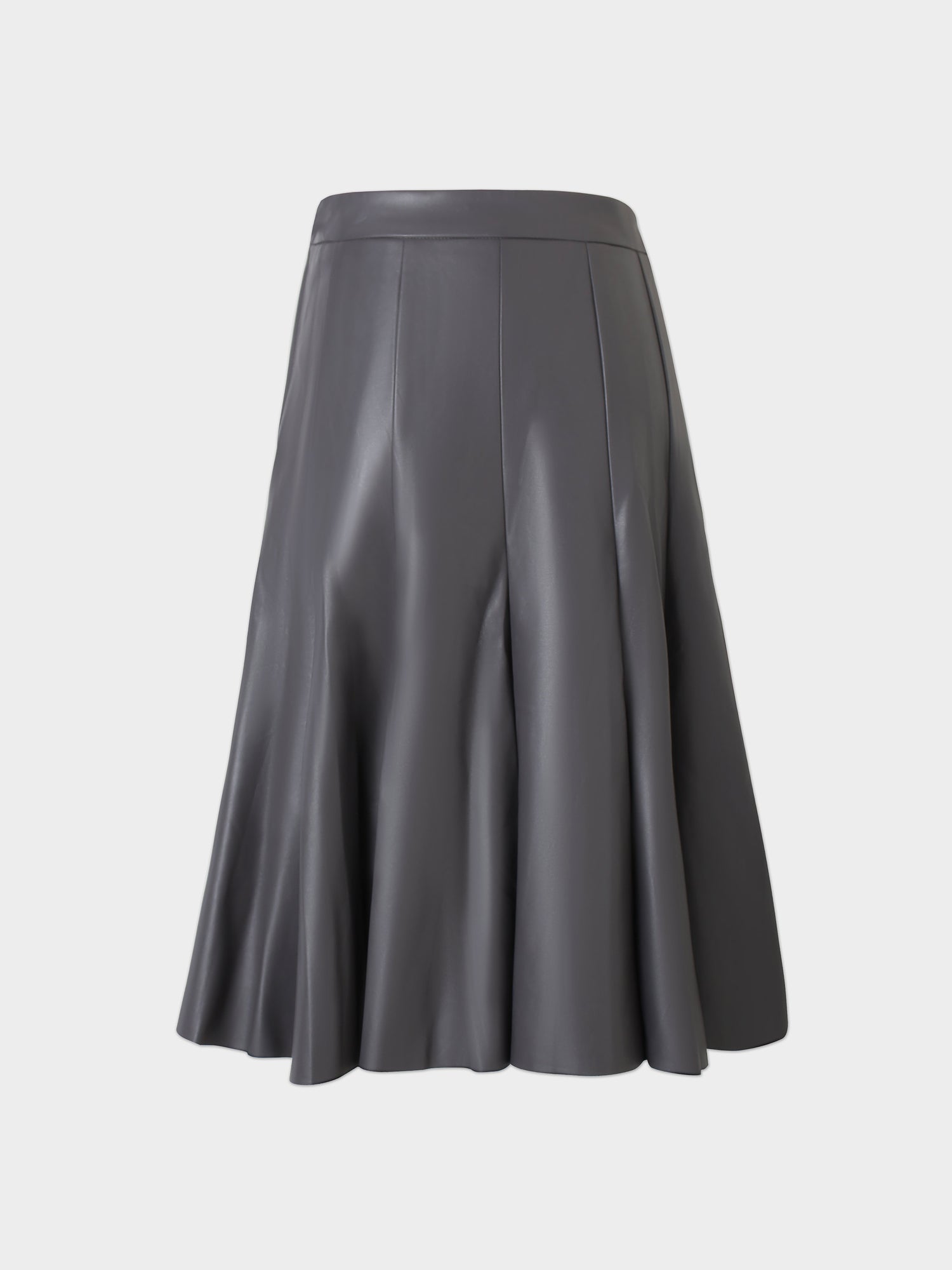 Flare Leather Skirt 27&quot;-Grey