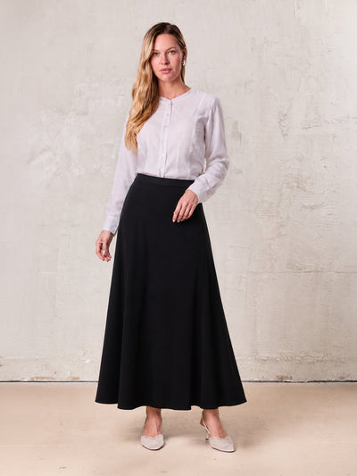 Crepe Slip Skirt-Black