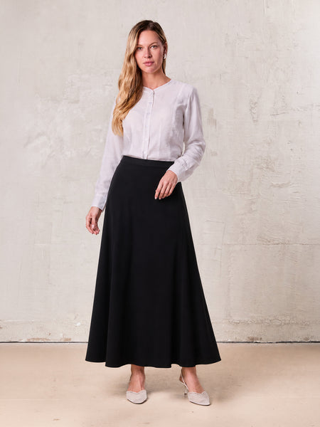 スカート Bed&Breakfast Silk Crape Skirt Crepe Slip Skirt-Black – Fame on Central