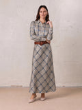 Print Slip Skirt-Brown Houndstooth