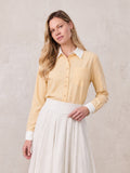White Collar Mini Dot Shirt-Yellow/White