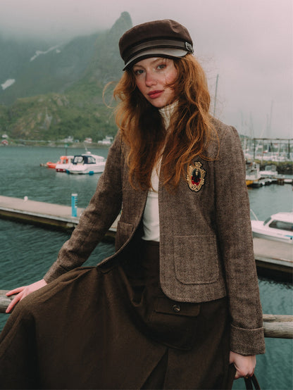 Plaid Boxy Jacket - Brown Plaid