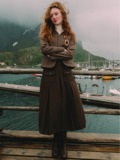 Plaid Boxy Jacket - Brown Plaid