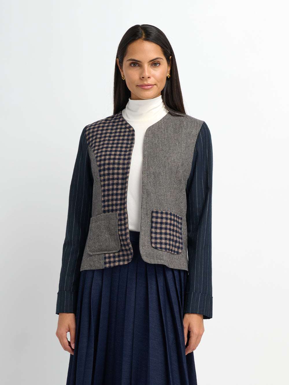 Plaid Boxy Jacket - Blue Plaid