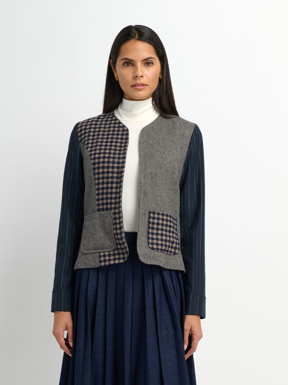 Plaid Boxy Jacket - Blue Plaid
